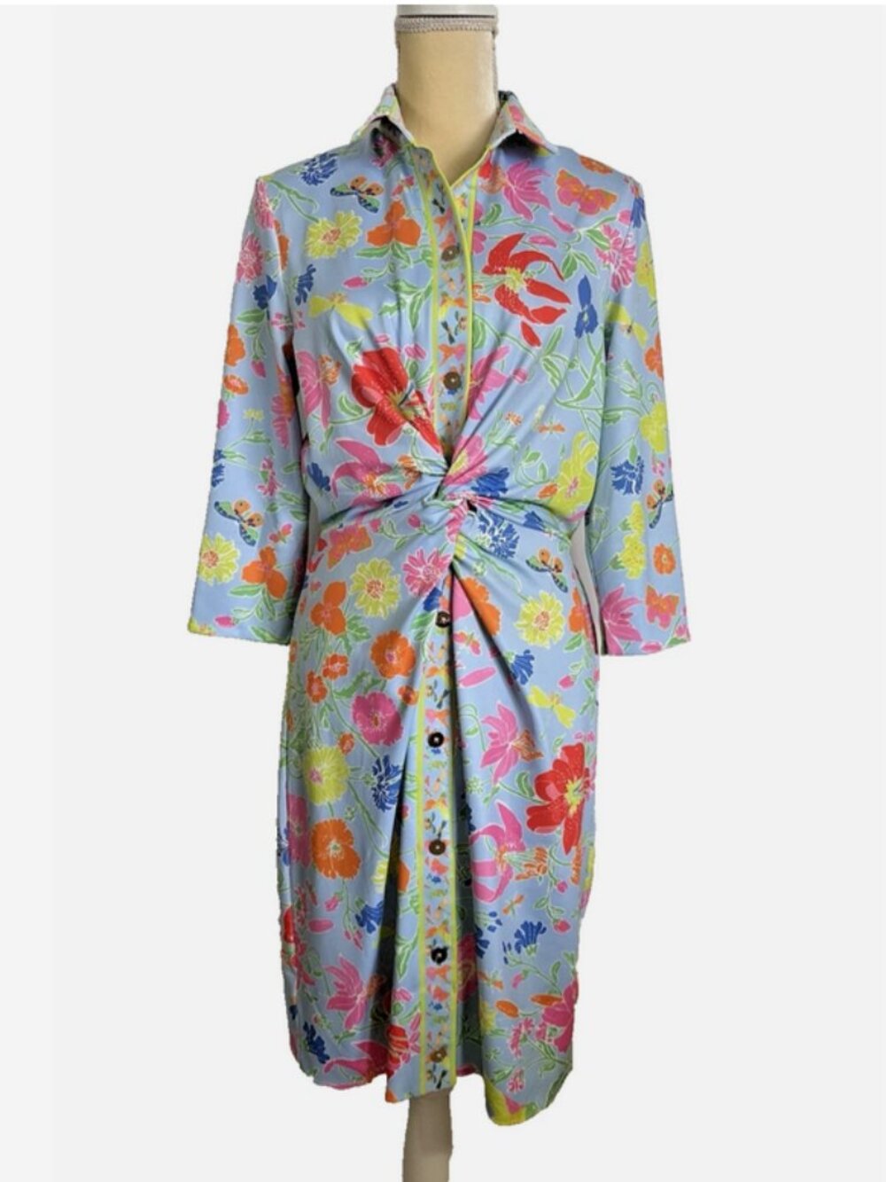GRETCHEN SCOTT Floral Twist & Shout Dress Dress Large Birds Bees